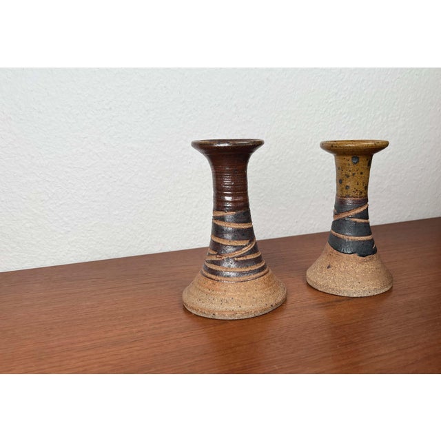 Mid-Century Modern Danish Studio Pottery Candleholders by Tue Poulsen for Tue Keramik, 1960s, Set of 2 For Sale - Image 13 of 18