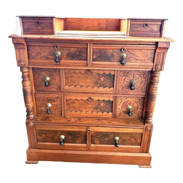 Late 19th Century Victorian Eastlake Walnut Dresser, Great Drawers, Excellent For Sale