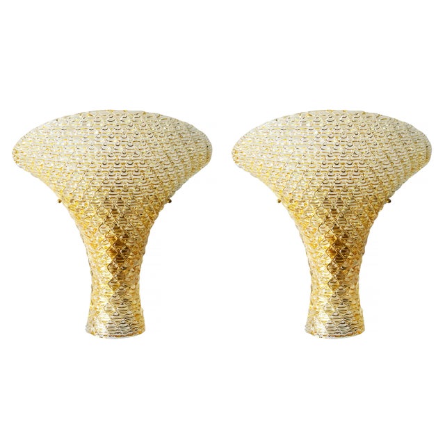 Gold Large Italian Murano Glass Wall Light Sconces, 2000s, Set of 2 For Sale - Image 8 of 8