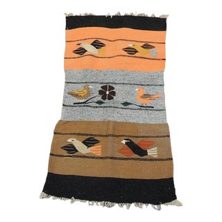 Vintage Orange and Grey Peruvian Throw For Sale