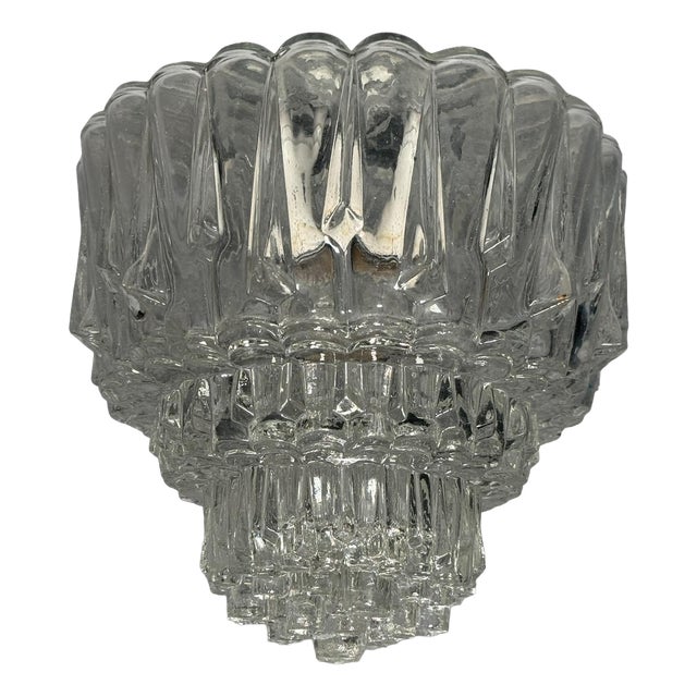 Textured Ice Glass Flush Mount, 1970s For Sale