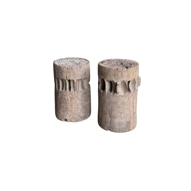 Set of Solid Teak Sugar Cane Crushers / Grinders From Java, Indonesia C. 1900 For Sale - Image 4 of 11