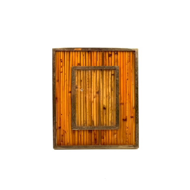 Gabriella Crespi Hollywood Regency Bamboo & Brass Picture Frame, in the Manner of Gabriella Crespi Italy 1970s For Sale - Image 4 of 13