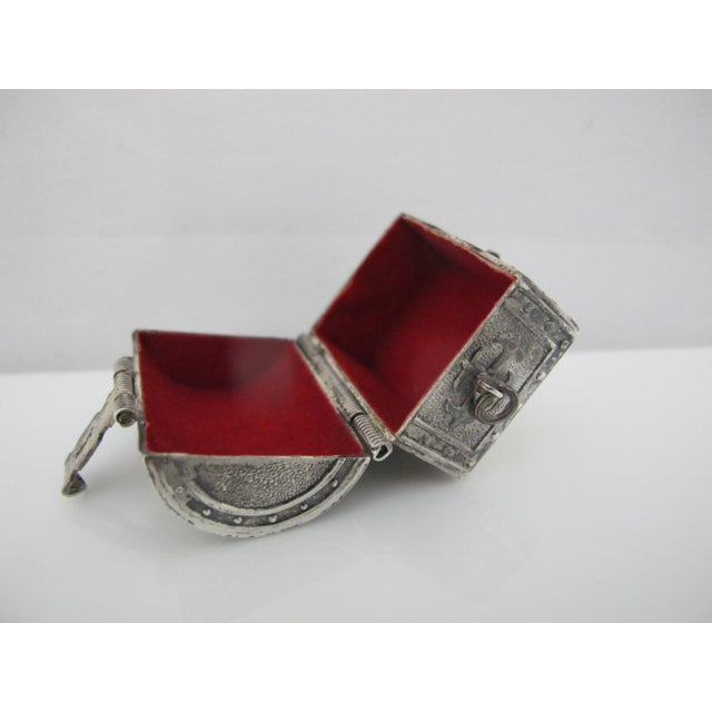 Miniature Mexico Sterling Silver Wedding Treasure Chest Trinket Box For Sale - Image 10 of 11