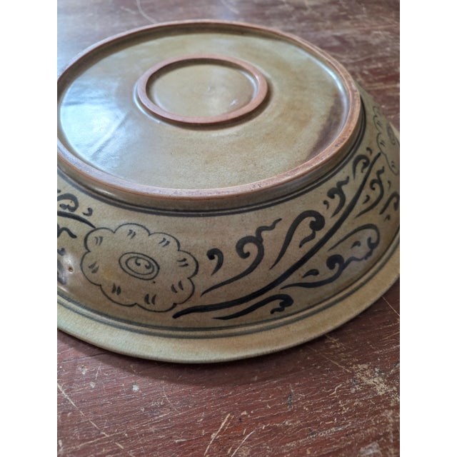 Asian Antique Thai Stoneware Dish For Sale - Image 3 of 9