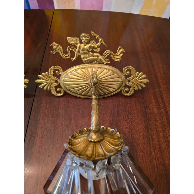 Antique Cherub Putti Cupid Gilt Ormolu Bronze Sconces - a Pair For Sale - Image 10 of 11