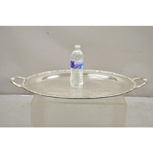 Late 20th Century Wm Rogers & Son Victorian Rose 1982 Silver Plated Oval Serving Platter Tray For Sale - Image 12 of 12