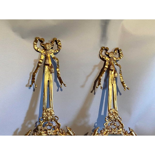 Late 20th Century Late 20th C French Maker Louis XVI Bronze Wall Lamps / Sconces Pair For Sale - Image 5 of 18