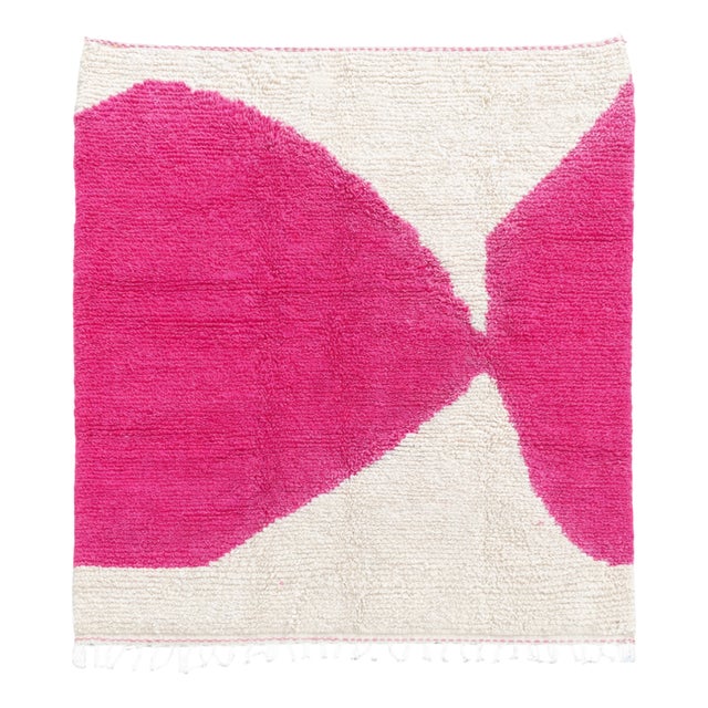 Moroccan Beni Ouarain Rug with Abstract Pink Decor, 1990 For Sale