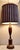 Large Vintage Table Lamp with Mahogany Base, Brass Trim and Fabric Shade, 1970s For Sale - Image 3 of 9