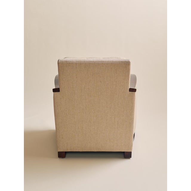 1990s 1990s Attributed Donghia Beige Armchair With Walnut Frame For Sale - Image 5 of 7