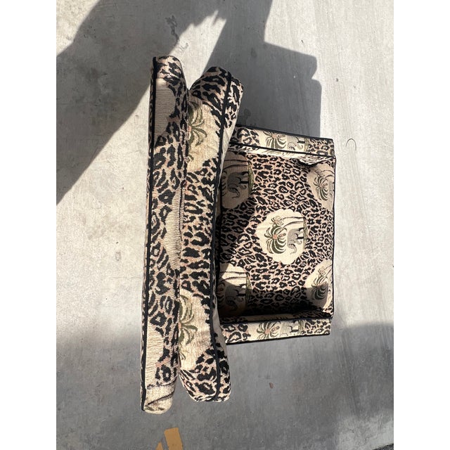 Textile 1980s French Chippendale Style Faux Bamboo Lounge Chair For Sale - Image 7 of 8