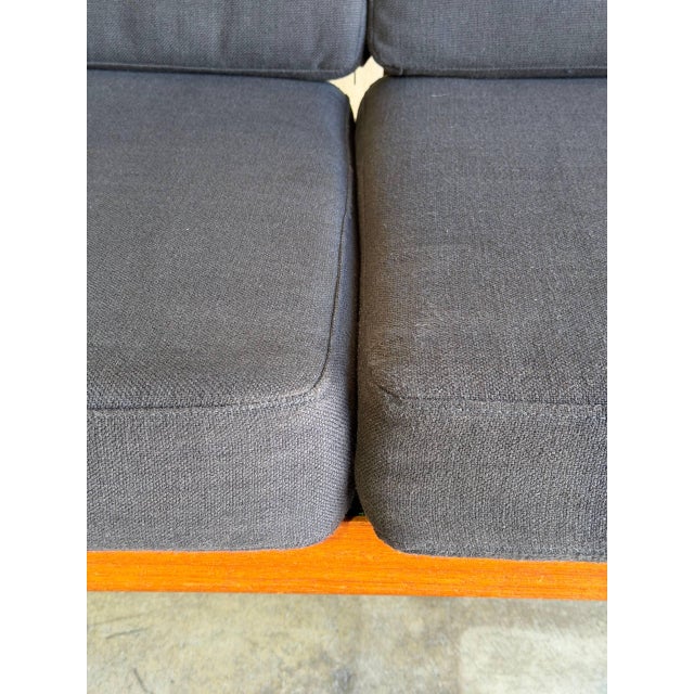 Teak Black 3 Seater Sofa Couch Mid Century Modern Wooden Living Room Lounge Denmark 1960s For Sale - Image 10 of 15