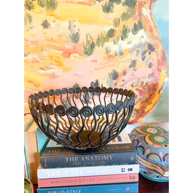 Post Modern Memphis Style Large Swirly Iron Fruit Display Bowl For Sale - Image 10 of 10