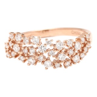 0.35ctw Three Row Prong Set Diamond Band Ring, 14k Rose God, Ring Size 5 For Sale