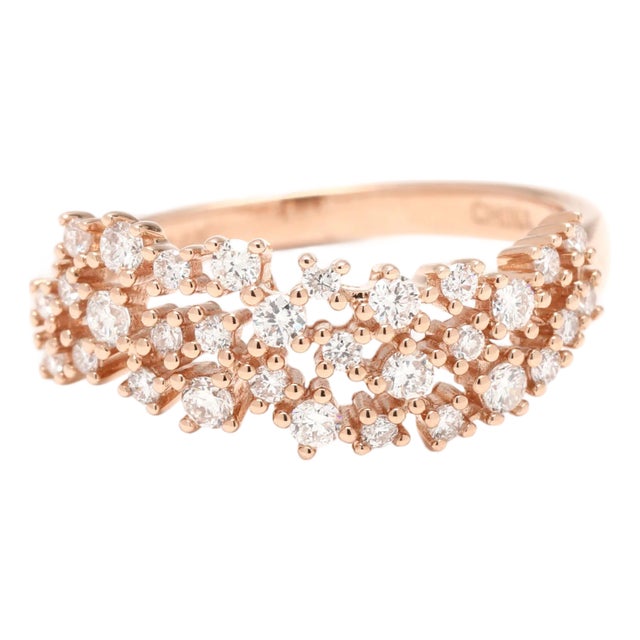 0.35ctw Three Row Prong Set Diamond Band Ring, 14k Rose God, Ring Size 5 For Sale