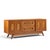 Young Manufacturing Mid Century Walnut and Burlwood Credenza and Hutch The credenza measures: 64 wide x 19 deep x 26.25...
