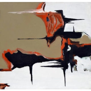 1960s "Black, Brown and Orange Abstract" Oil Painting For Sale