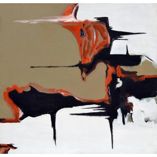 1960s "Black, Brown and Orange Abstract" Oil Painting For Sale