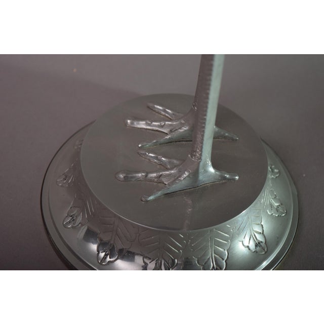 Art Deco Silver-Toned Crane Bird Sculpture with Brass Accents, 1960s For Sale - Image 4 of 11
