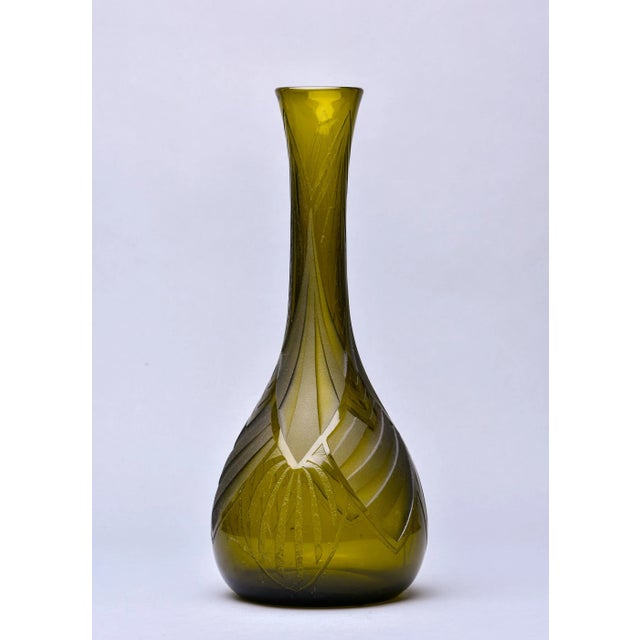 Art Deco Signed Legras Acid Engraved Art Deco Glass Vase For Sale - Image 3 of 10