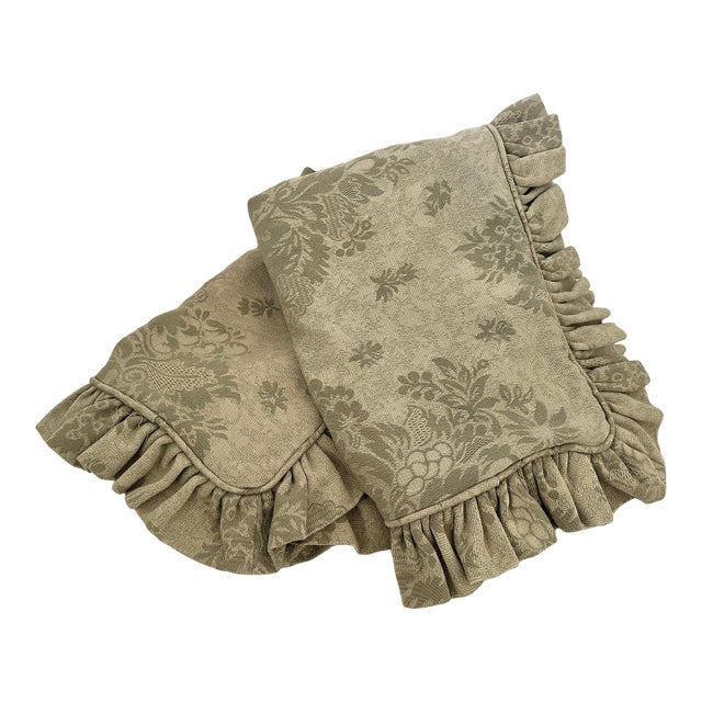 Pair of Ralph Lauren Style Ruffle Trimmed King Pillow Shams For Sale