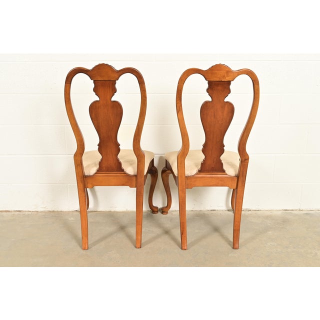 Queen Anne Solid Mahogany Dining Chairs by Stanley, Set of Four For Sale - Image 11 of 13