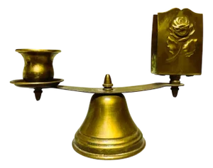 Portuguese Church Brass Candleholder with Matchbox Holder by Ferreira, 1930s
