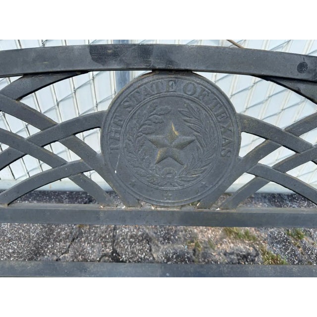 Late 20th Century Late 20th Century Outdoor Cast Aluminum State Seal of Texas Bench For Sale - Image 5 of 5