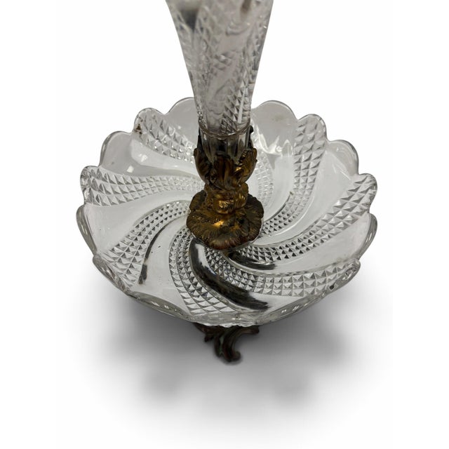 Vintage French Cut Crystal & Gilt Bronze Epergne Centerpiece For Sale - Image 10 of 10