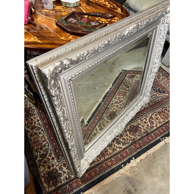 1970s 1970s Silver Framed Mirror For Sale - Image 5 of 5