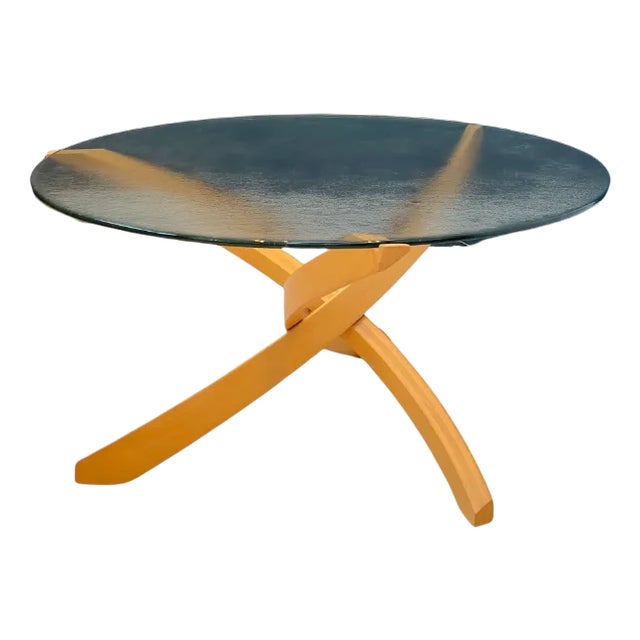 Beech and Glass Coffee Table from Maison Regain, 1970 For Sale