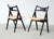 Set of Fully Restored Sawbuck Chairs in Ebonized Oak by Hans J. Wegner for Carl Hansen & Søn, 1950s For Sale - Image 3 of 8