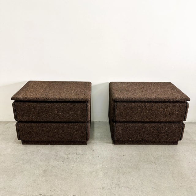 1970s Pair of Vintage Mid Century Modern Nightstands in Chocolate Cork For Sale - Image 5 of 11