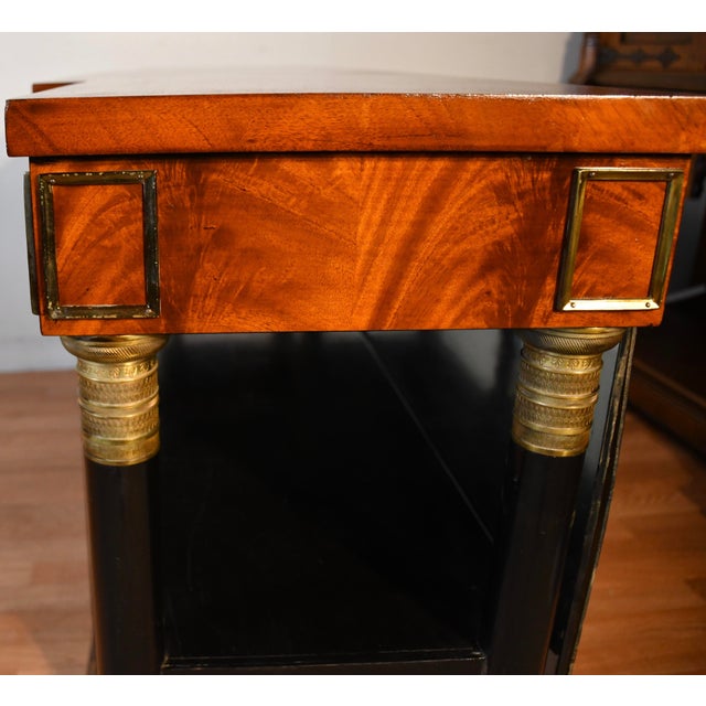 1920s Antique French Empire Flame Mahogany Mirror Back Console Table For Sale - Image 16 of 18
