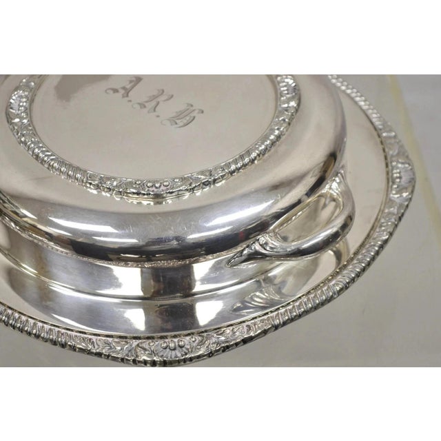 Silver Vintage English Victorian Epc Silver Plated Lidded Dome Serving Platter Engraved For Sale - Image 8 of 12