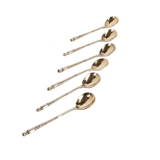 Silver Antique Russian Imperial Silver Spoons by Fedor Rückert Faberge Moscow 1889 - Set of 6 For Sale - Image 8 of 15