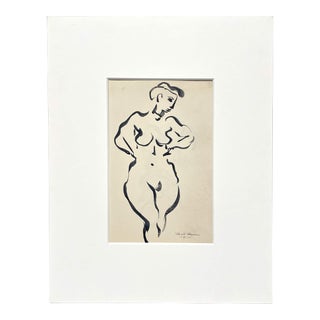 Black & White Figure Study of a Standing Nude by Artist Harold Haydon For Sale