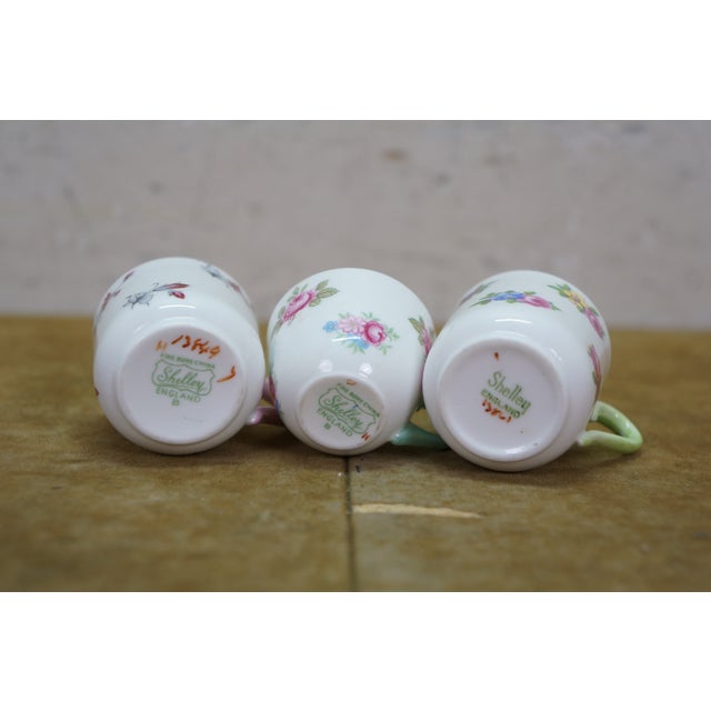 Vintage Shelley England Porcelain Bone China Floral Demitasse Cups Saucers - 5 pcs For Sale - Image 12 of 15