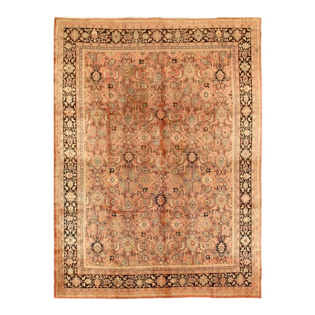 Salmon Color Vintage Persian Mahal 10'8'' X 13'8'' For Sale