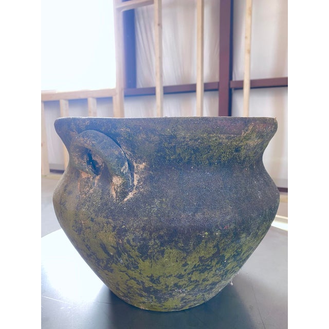 Late 20th Century Green Terra Cotta Moroccan-Style Handled Planter For Sale - Image 5 of 12
