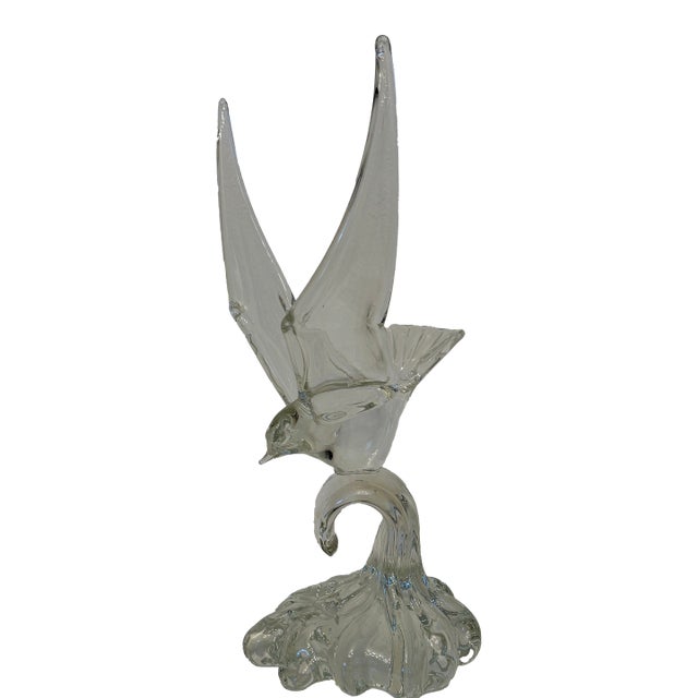 1980s Murano Seagull on Wave Sculpture For Sale