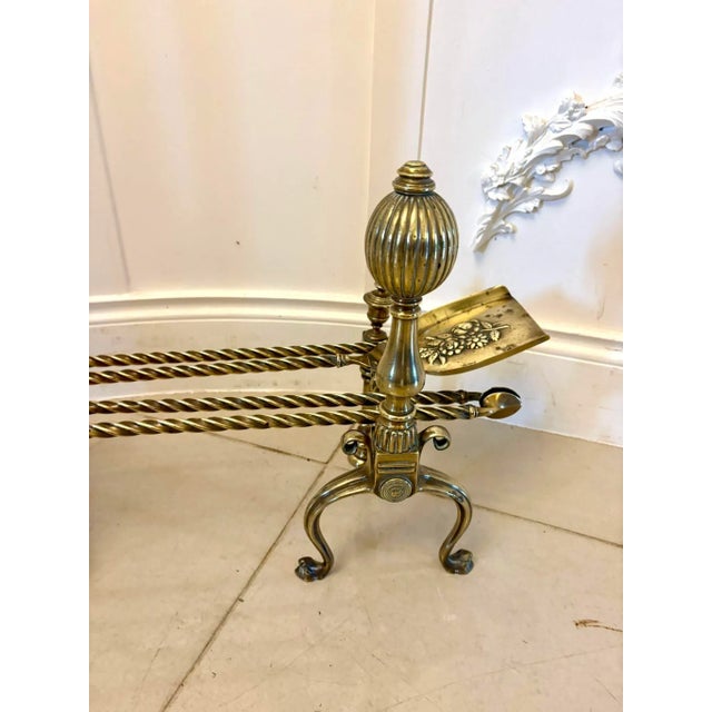 Metal Antique Victorian Brass Fire Irons and Dog, 1860 For Sale - Image 7 of 13