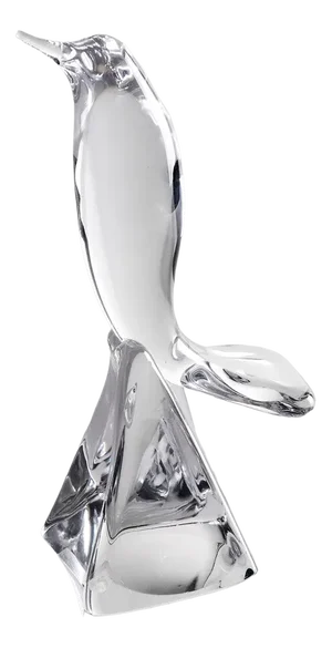 Crystal Glass Sculpture of a Bird from Daum France, 1950s