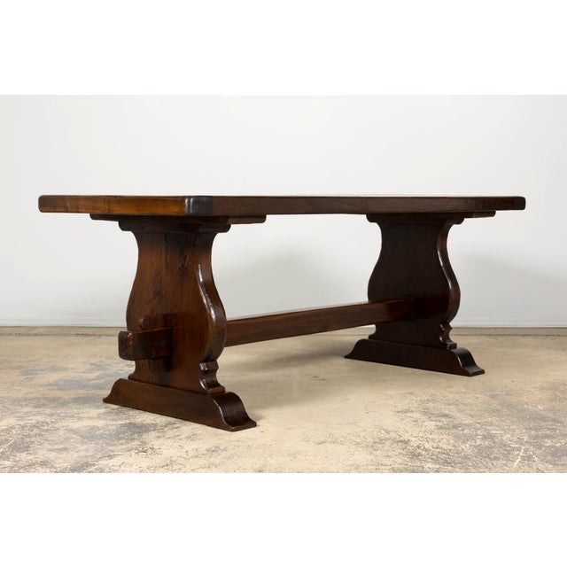 19th Century French Provincial Walnut Dining Table With Trestle Base For Sale - Image 16 of 18