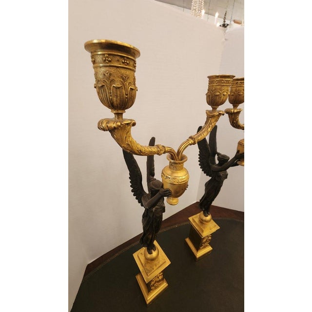 Traditional Pair of Early 19th Century Gilt Bronze Empire-Style Candelabras For Sale - Image 3 of 7