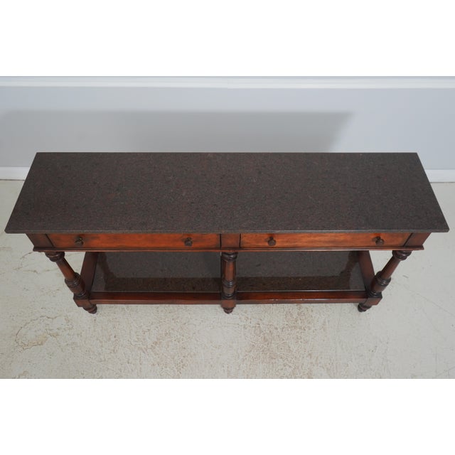 Henredon Acquisitions Walnut Finish Marble Top Server Console Table For Sale In Philadelphia - Image 6 of 18