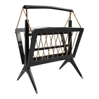 Mid-Century Modern Brass Magazine Rack, Ico E Luisa Parisi Italy 1950 For Sale