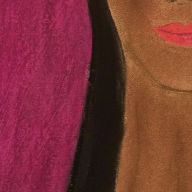 2019 “American” Contemporary Expressionist Pastel Portrait Drawing on Paper by Maria Grazia Facciolà For Sale - Image 4 of 7