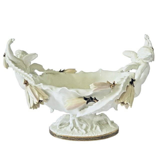 Late 19th Century 19th Century Moore Brothers English Porcelain Cactus Flower Double Cherub Centerpiece For Sale - Image 5 of 11